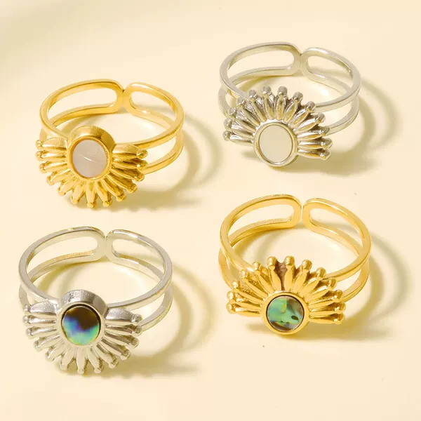 304 Stainless Steel Ring Fashion European and American Scallop Design Natural Shell Ring Women's 18K Gold-Plated Ring Ready for Sale