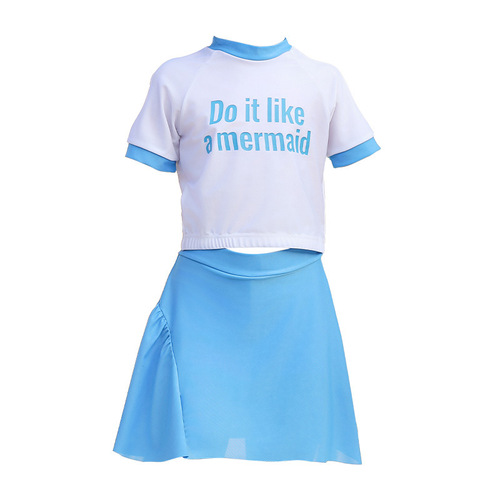 Children's swimming wear for girls, quick-drying split skirt-style swimsuit set for medium and large-sized children, cute hot spring sunscreen swimwear