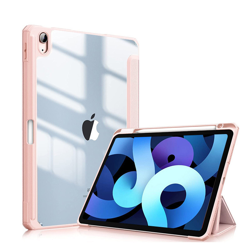 Funda protectora ipad2022 aplicable con ranura para bolígrafo 10.2 tri-fold acrílico transparente anti-flexión Shell 10,9 tableta Funda de cuero