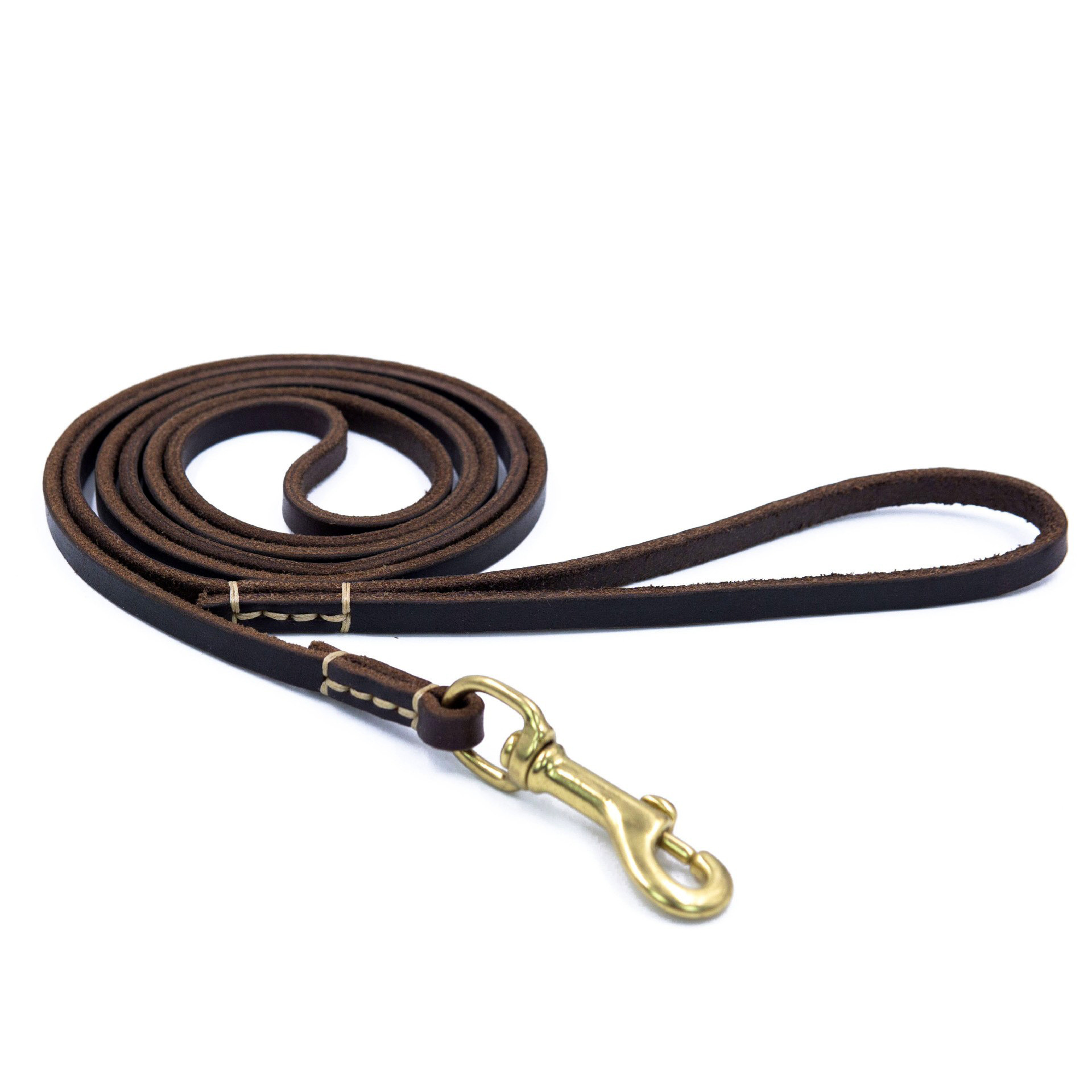 Training Top Layer Soft Cowhide Chain Puppy Leash Copper Buckle Extended Pure Leather Thin Dog Rope_voghion.com