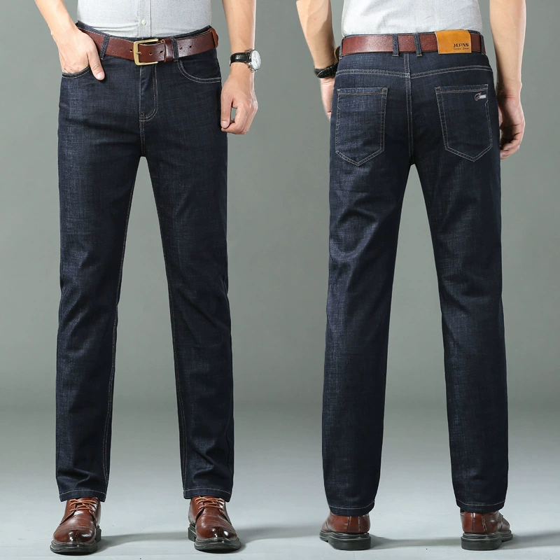 Бесплатная доставка Бесплатная доставка 2025 джинсы мужские прямые свободные летние тонкие эластичные большие размеры деловые мужские повседневные длинные