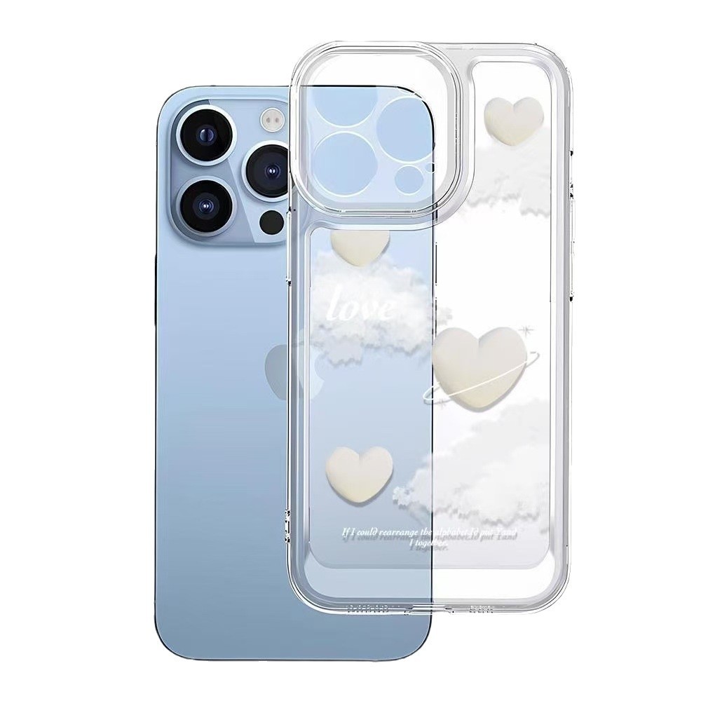 Love Cloud para iphone16promax funda para teléfono móvil transparente Apple 15 anti-caída 14pro Japón y Corea 13/12