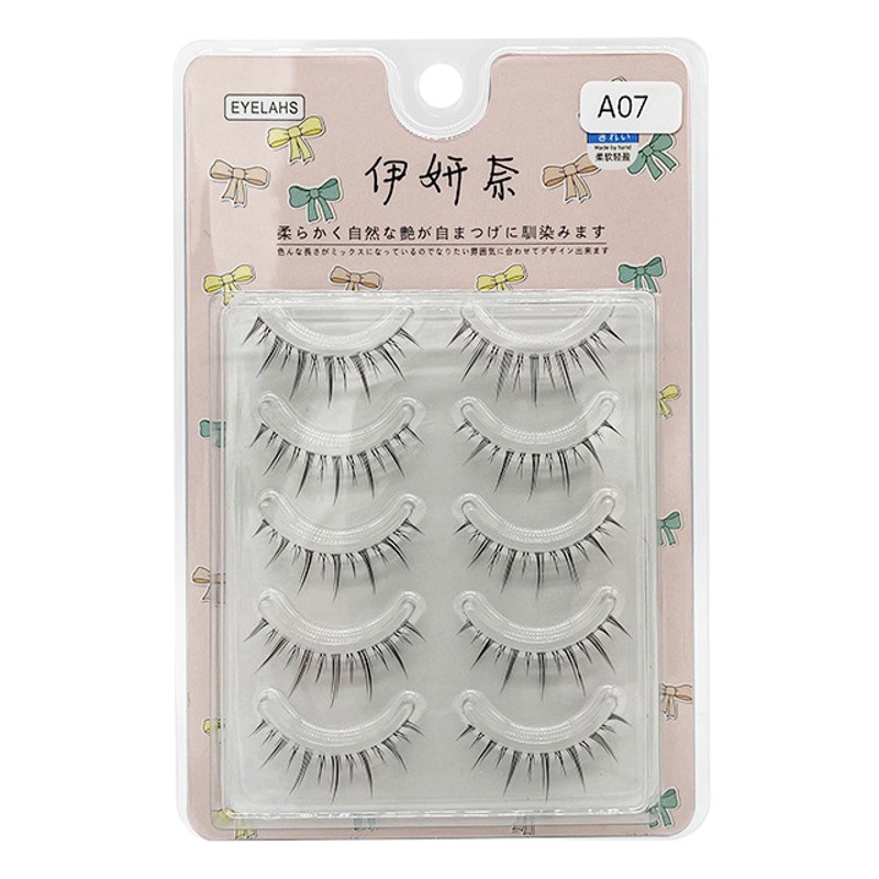 ¡Tallo ultra fino! Natural pequeño diablo pestañas postizas de una sola pieza natural largo simulación transparente madre novato pestañas