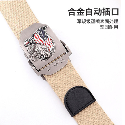 American Eagle Smooth Buckle Canvas Belt Men's Tactical Youth Outdoor Jeans Belt New Casual Wholesale Women