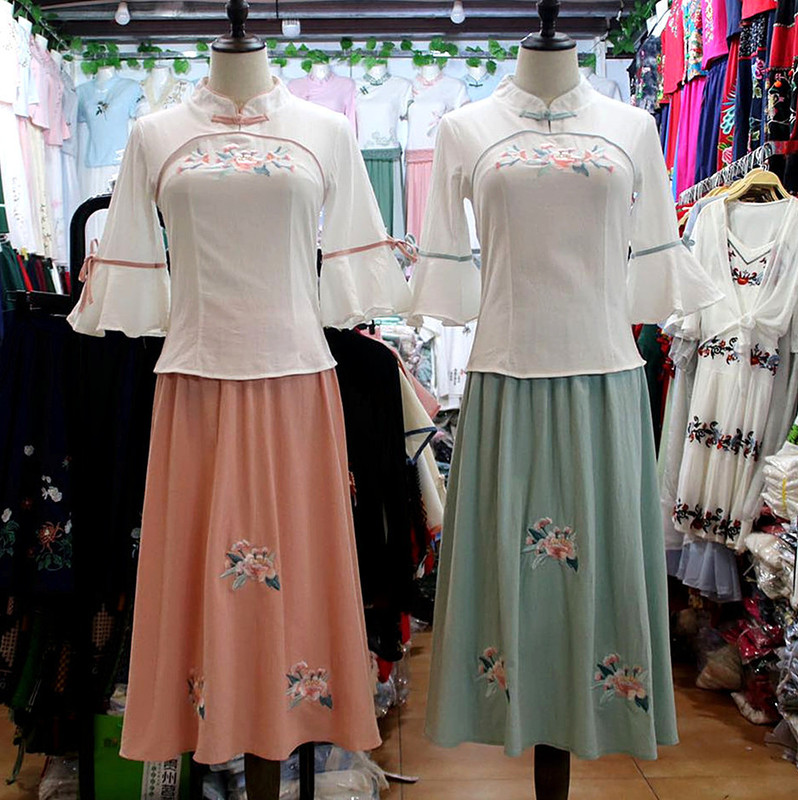 Hanfu Republic of China style suit summer new Republic of China style hanfu embroidery suit artistic retro clothing wholesale