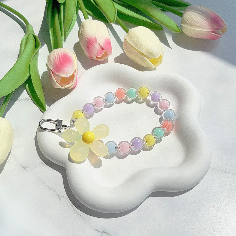 Cadena de cuentas de color flor amarilla