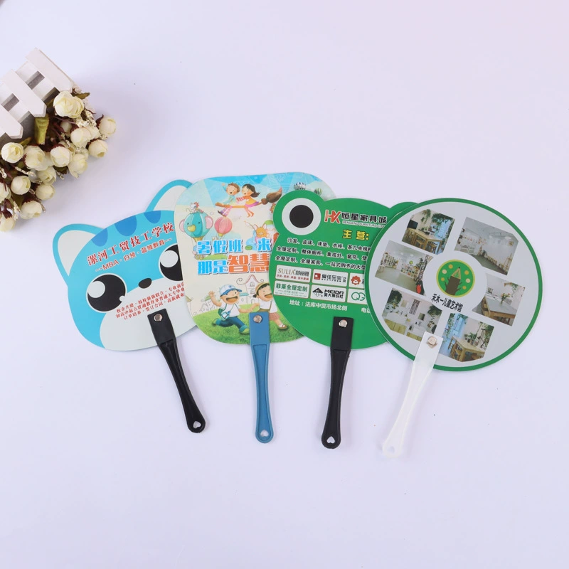 Пластиковый pp рекламный вентилятор пользовательского логотипа рекламный веер мультфильм маленький веер индивидуальный набор учебных мероприятий