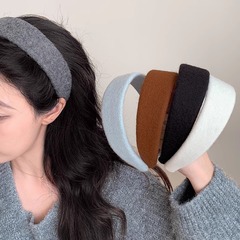 秋冬新款头饰韩系高级感高颅顶发卡羊毛绒发箍毛呢宽边女头饰头箍