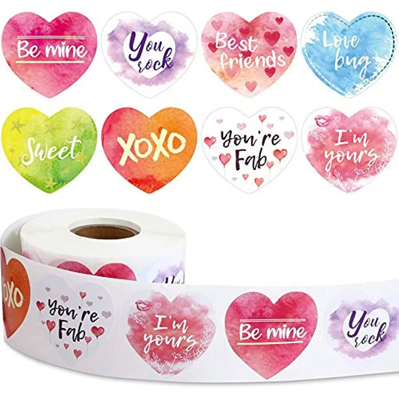 500 piezas de 1/1,5 pulgadas de pegatinas de San Valentín de amor pegatinas de sellado 3 tipos de etiquetas adhesivas de decoración de regalos estampadas