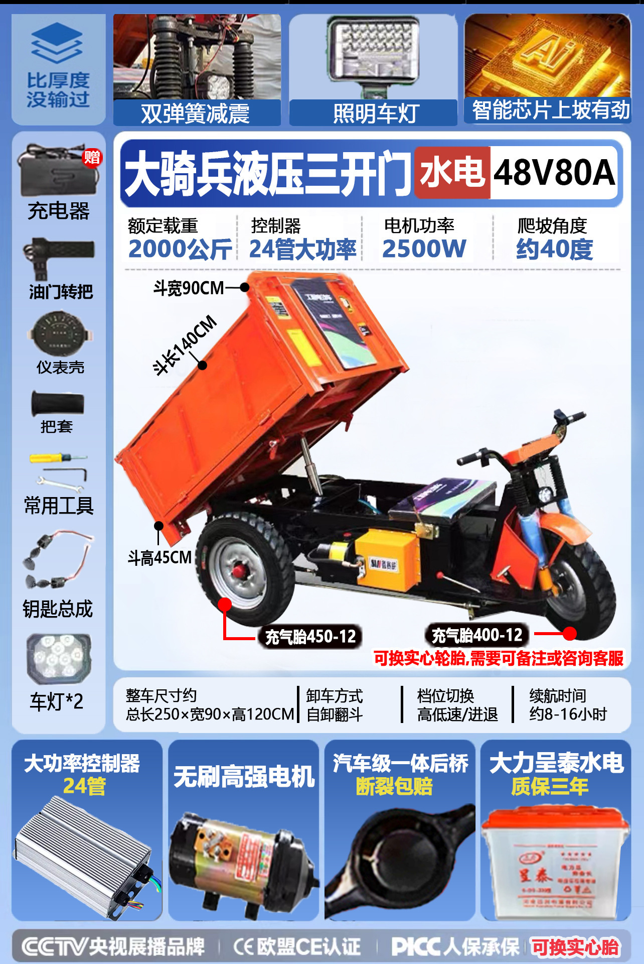 1,4 metros tres abiertos 48v80a Chengtai Hydropower - placa de arco engrosada - descarga hidráulica 2000w