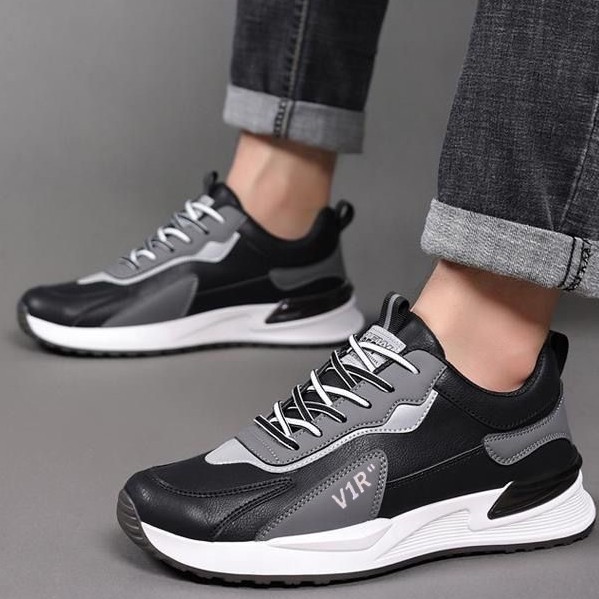 Zapatos deportivos de moda nueva moda zapatos casuales de cuero transpirables zapatos de correr cómodos zapatos de hombre con suela suave