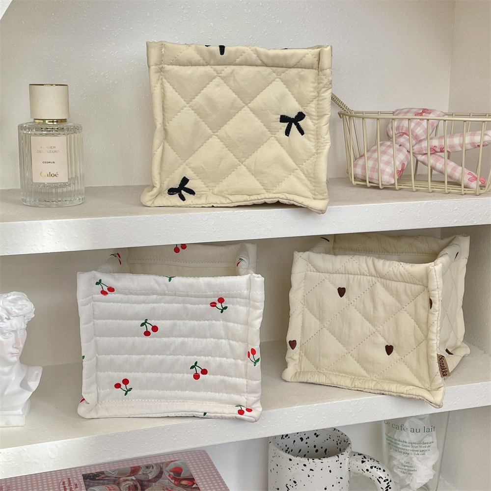 124g Weight Storage Basket Storage & Cleaning 1 Piece Quantity Polyester Material Cherry Pattern Cute Style Cute Cherry Polyester Storage Basket 15