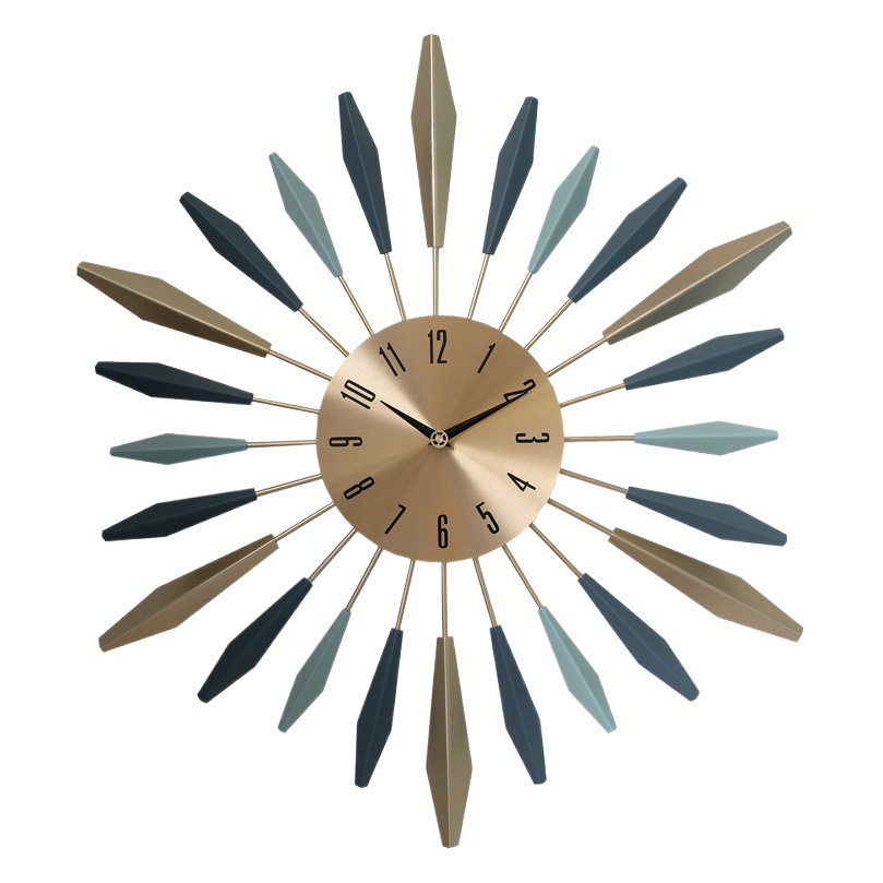 Estilo Europeo sala de estar entrada mudo Reloj de pared de hierro Luz de lujo decorativo Reloj de pared de la leche tienda de té Reloj de pared reloj de arte