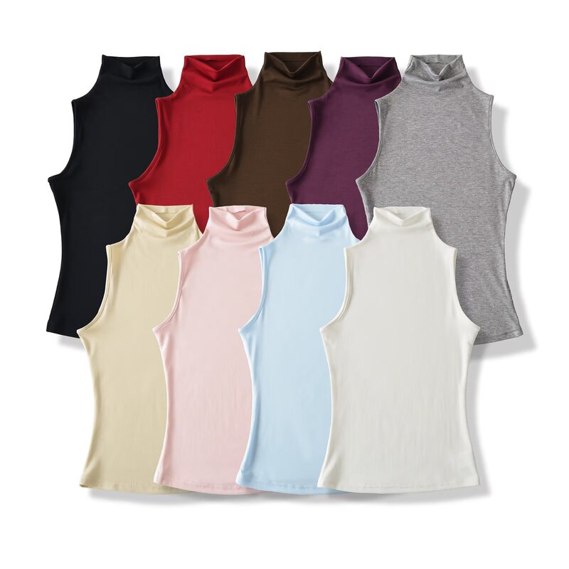 Ap26016-26 Summer Korean-Style Slim-Fit Tencel High-Neck Plain Macaron-Colored Basic Tank Top Ap26016-26 Summer Korean-Style Slim-Fit Tencel High-Neck Plain Macaron-Colored Basic Tank Top
