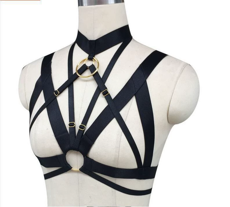 Harness, black bra, elastic bullet, underwear, lifting effect, Gothic
