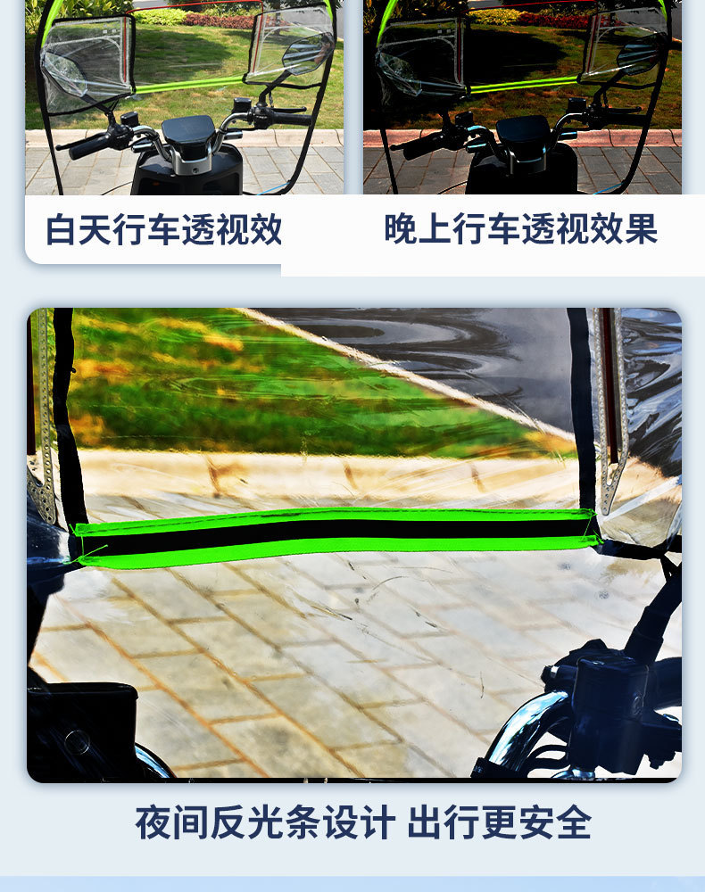 Zippered Electric Motorcycle Windscreen, Transparent Cold-Proof, Rain-Proof, Windproof Cover, Widened and Thickened Rain Shield for Electric Scooters