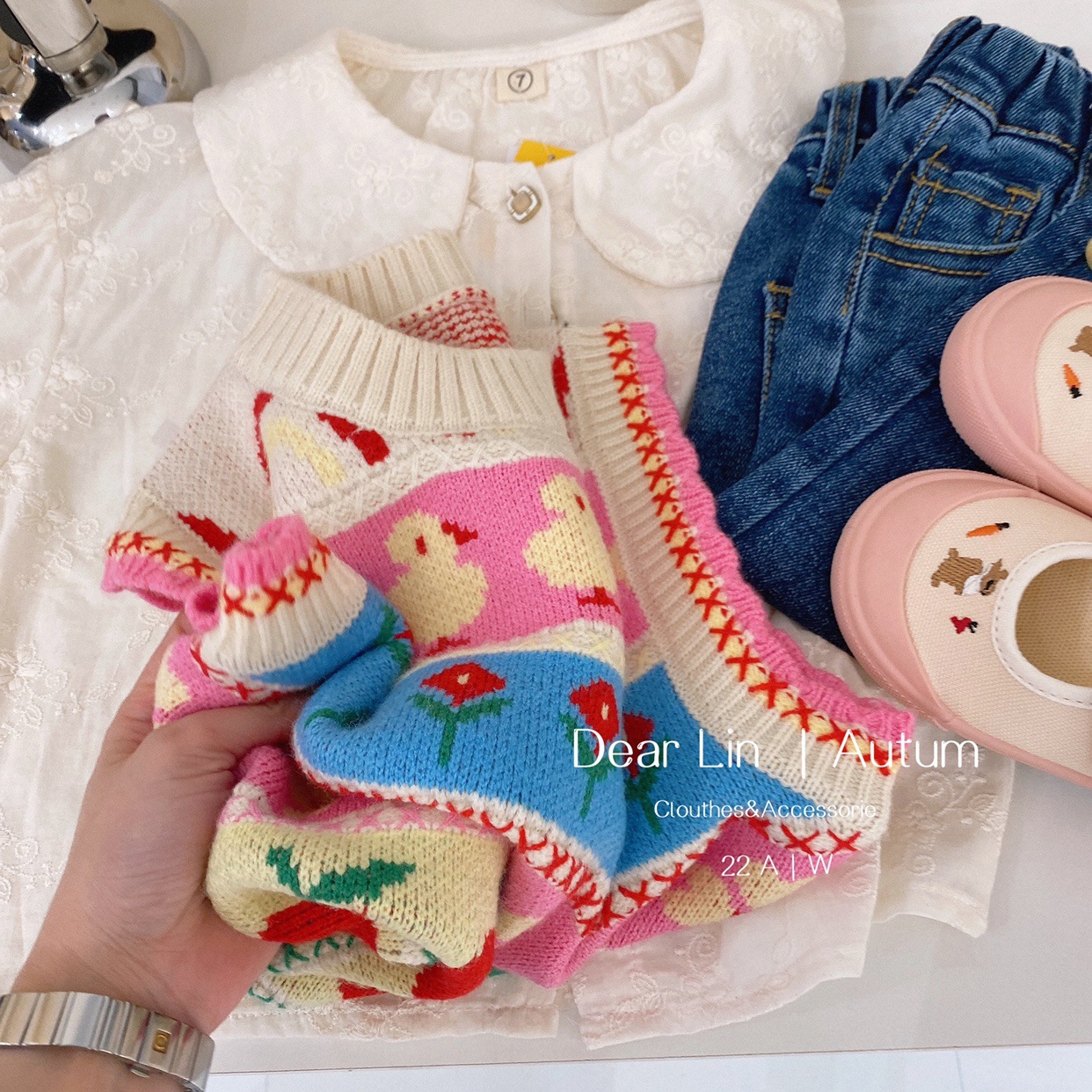 Estilo coreano niña 2023 invierno nuevo bebé lindo suéter chaleco Internet celebridad moda estilo occidental otoño suéter