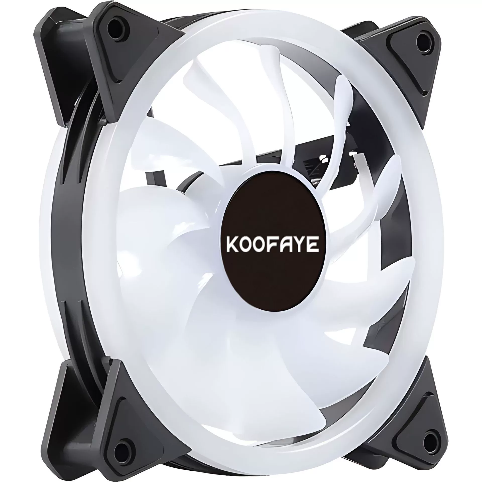 Двойной сопловой светящийся вентилятор KOOFAYE с RGB-фантазией, тихое охлаждение корпуса, вентилятор 12 см, коробка