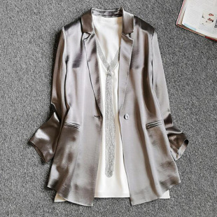Plus size women's suit jacket women's thin 2022 summer imitation acetate suit jacket long sleeve sun protection clothing 92129