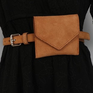 Autumn and winter new velvet matte brown leather waist bag with belt mini cute small bag decorative suit