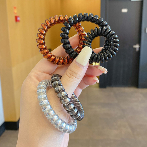 Korean ins candy-colored phone cord hair band female Internet celebrity seamless headband simple hair tie rubber band hair accessories