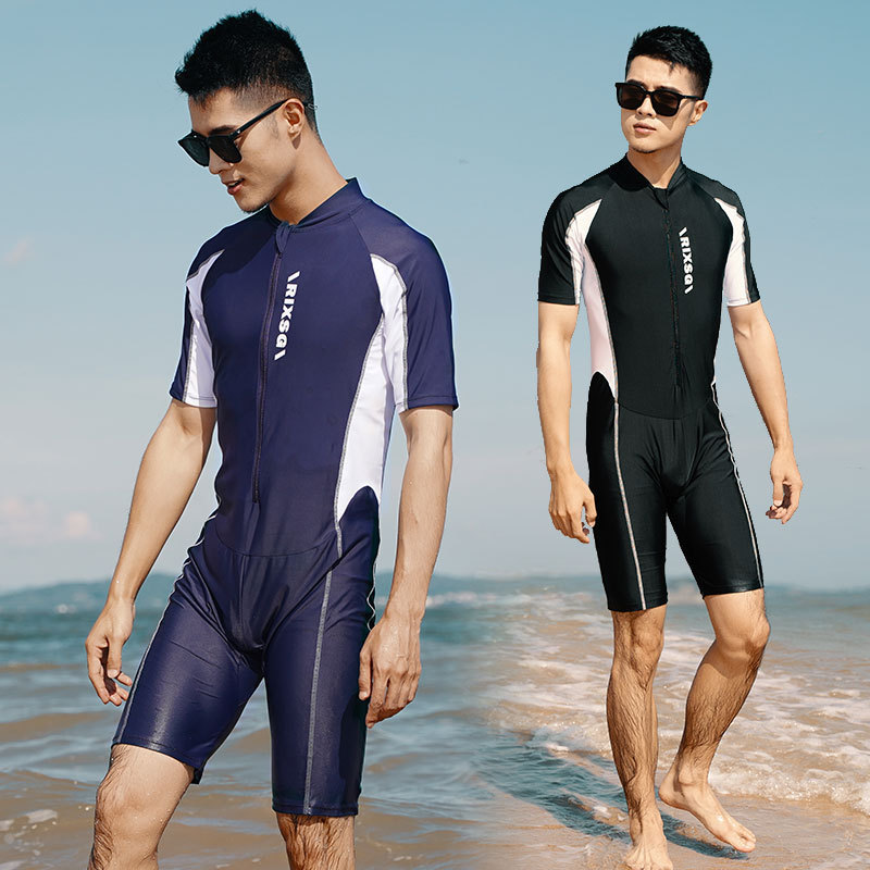 メーカー新型男性ウェットスーツワンピース水着半袖五分ズボン浮潜服プールトレーニング水着|undefined