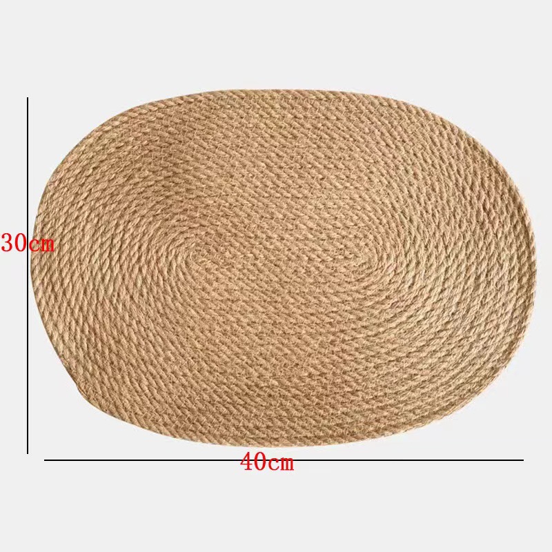 Pie Pie Pie proceso de tejido de paja estallado transfronterizo lino almohadilla de taza almohadilla de cuerda de lino almohadilla de aislamiento térmico almohadilla de yute de alta calidad