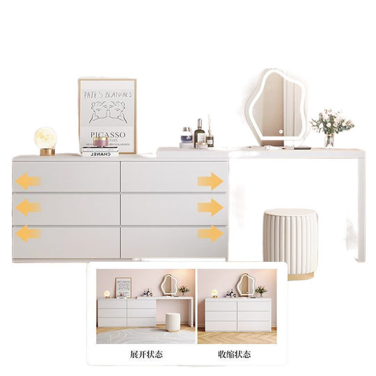Bucket Dressing Table Bedroom Modern Small Apartment Storage Cabinet Cream Style Makeup Table Desk Retractable Simple Bucket Cabinet