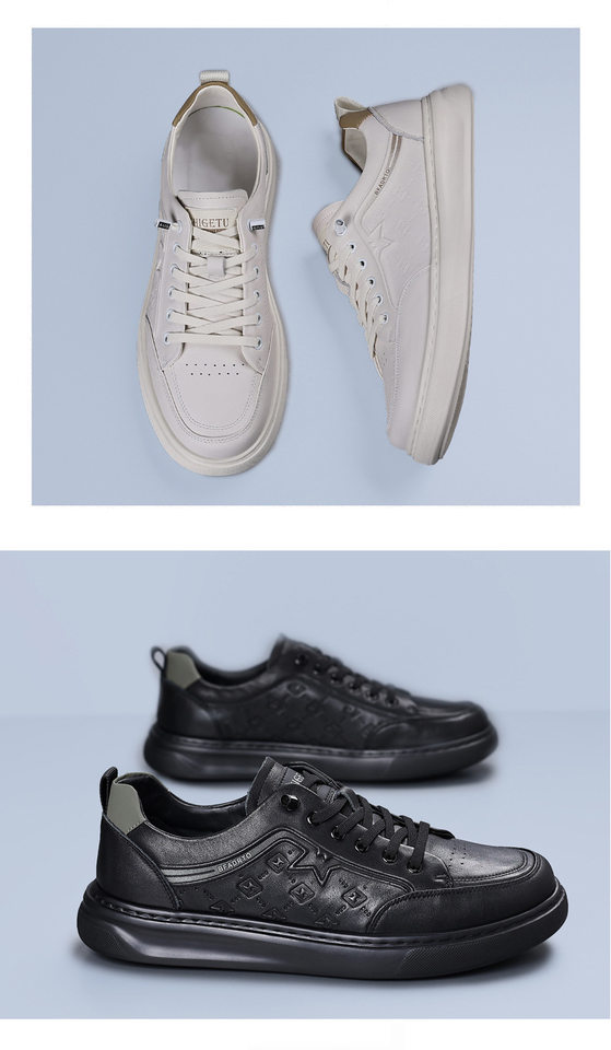 Giày lười nam da bò lớp đầu, sneaker casual da thật dễ phối đồ, gót thấp 1–3 cm — Màu trắng, màu đen chi tiết 20