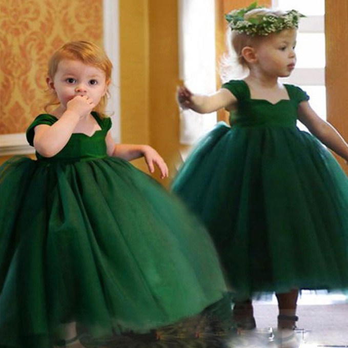Eco-Friendly Princess Dress For Girls – Organic Tulle Flower Girl Gown (Bamboo Fiber, 80-140cm, Sage Green)_voghion.com