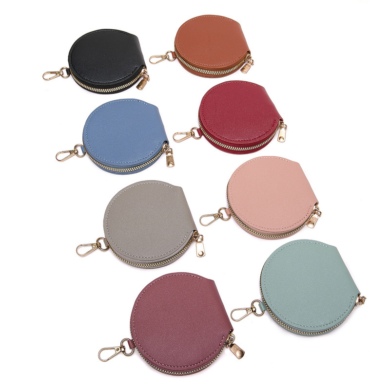 Manufacturer Wholesale Candy Color Round Mini Coin Purse Women's Portable Headphone Bag Cosmetic Bag Crossbody Bag Pendant