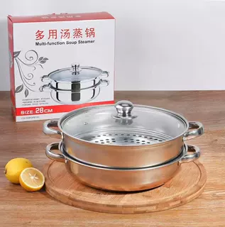 不锈钢双层汤蒸锅家用二三层大号汤锅蒸馍蒸鱼锅电磁炉煤气灶多用