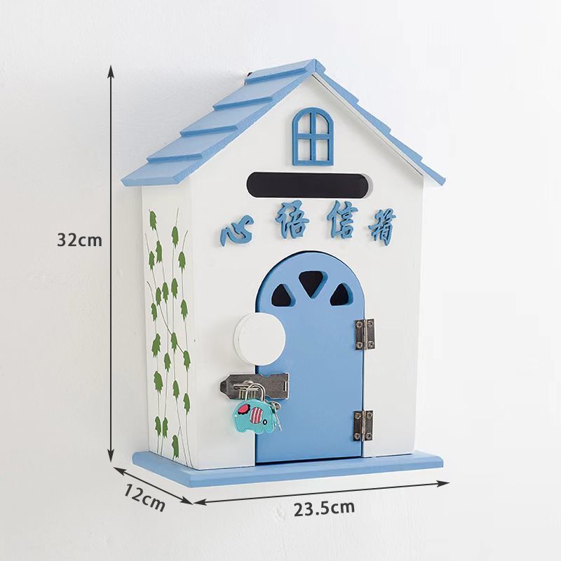 田园风格家居摆设幼儿园信箱摄影道具木制邮箱意见箱小木屋装饰品