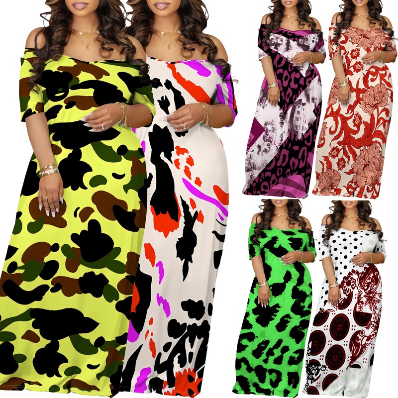 Amazon European and American Cross-Border Women's Clothing Elegant Casual Printed Sleeveless V-Neck Tie Pocket Maxi Dress Mh889