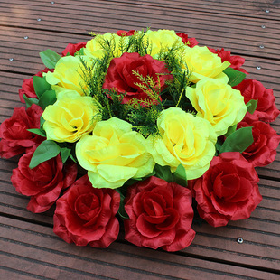 Artificial Flower Rose Wreath Silk Flower Rose Wreath Tomb Sweeping Flower Cheap Qingming Festival Flower Fake Flower Sacrifice Flower Decorative Flower