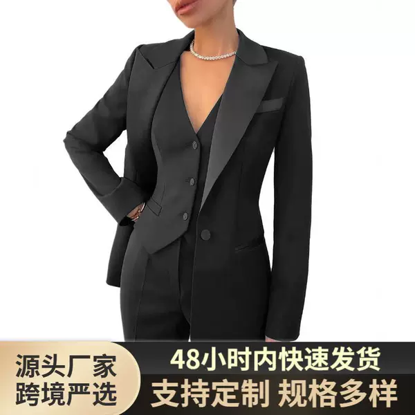 Cross-Border Women's Three-Piece Suit Business Professional Casual Women's Suit Amazon Women's Slim Black Suit
