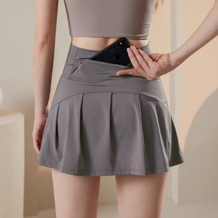 Alo Same Style Sco Sports High Waist Anti-Exposure Pants Skirt Yoga Women's Fitness Quick-Drying Loose Tennis Skirt Outdoor Lightweight