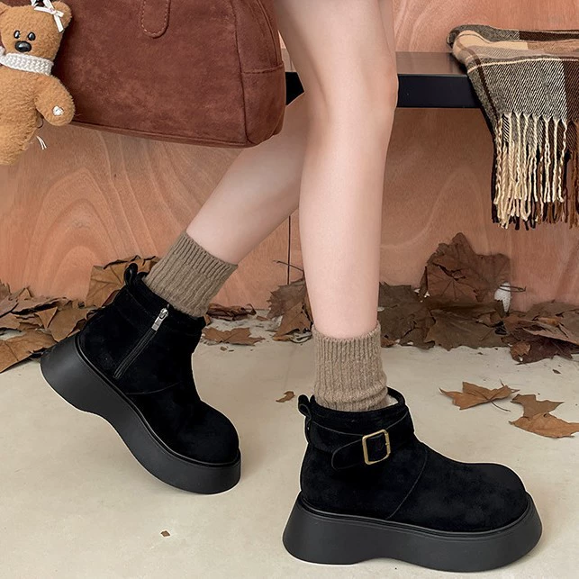 Martens, флисовые высокие демисезонные полусапожки, подростковые, приталенные
