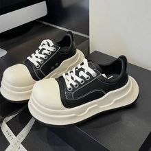 2025新款麂皮米奇大头鞋女美式复古休闲厚底增高鞋时尚真皮面包鞋