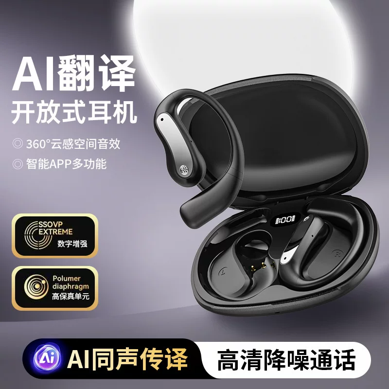 Headphones, wireless ear clips, 2025 years, with LED display, bluetooth