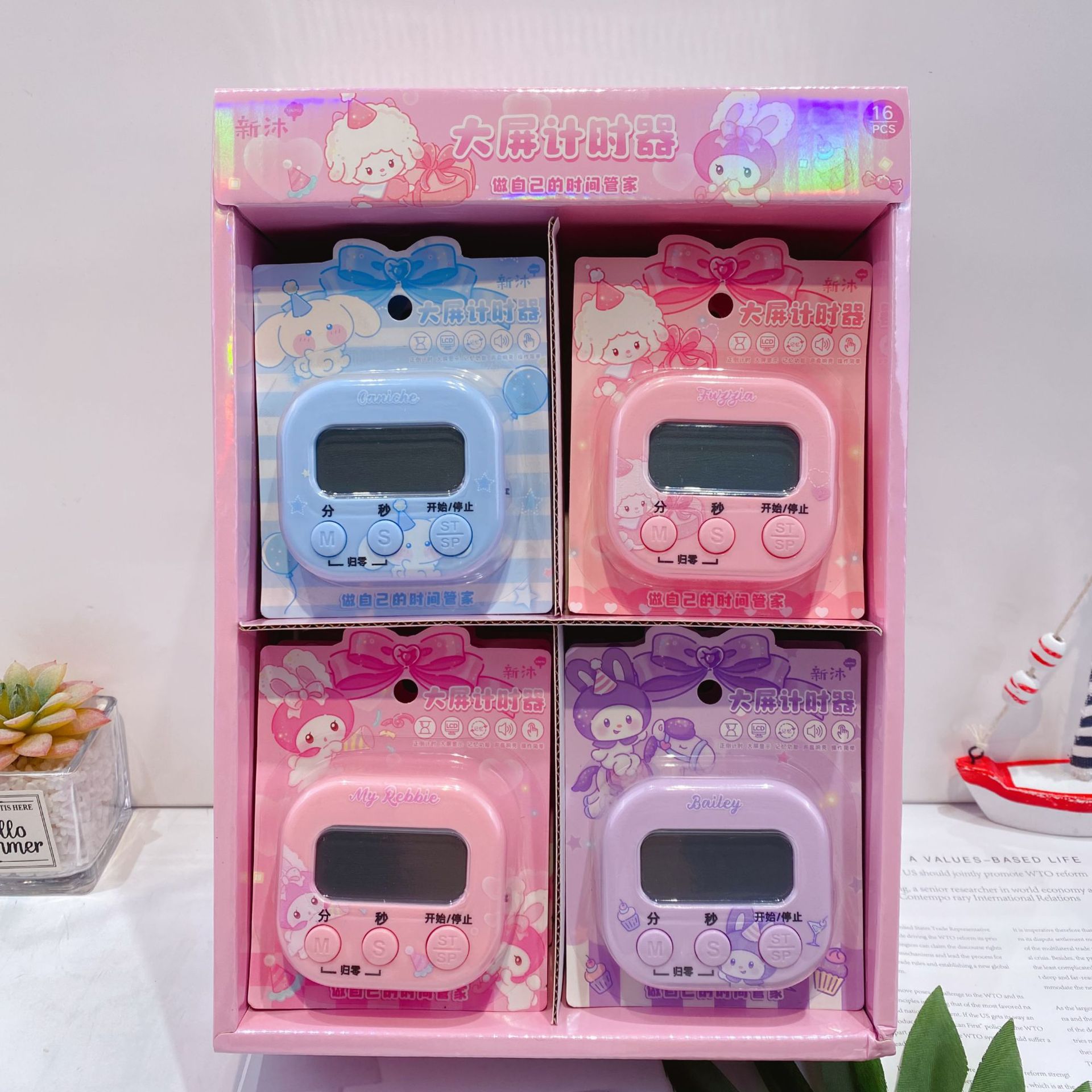 Nuevo Sanrio gran pantalla temporizador de cocina reloj de alarma cronómetro de aprendizaje de gestión del tiempo recordatorio