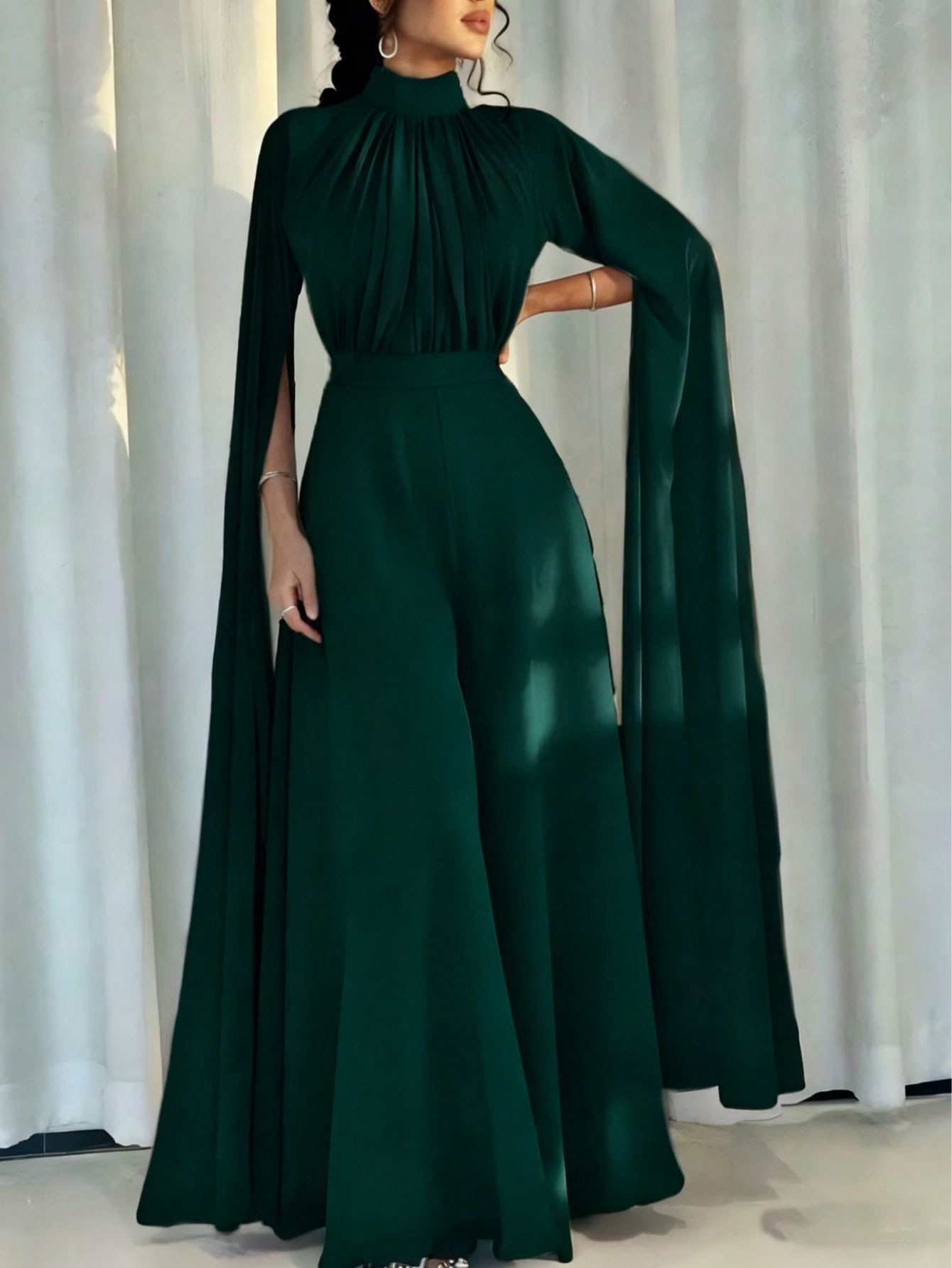 Inventario de verano 2025 nueva estrella europea y americana elegante estilo de chiffon plumsuit vestido y pantalones de piernas anchas image 7