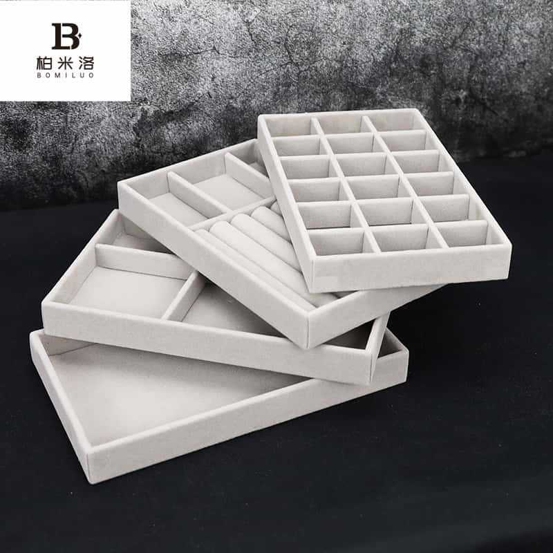 首饰盒绒质戒指盒耳钉耳环托盘饰品展示盘绒布收纳盒首饰托盘批发