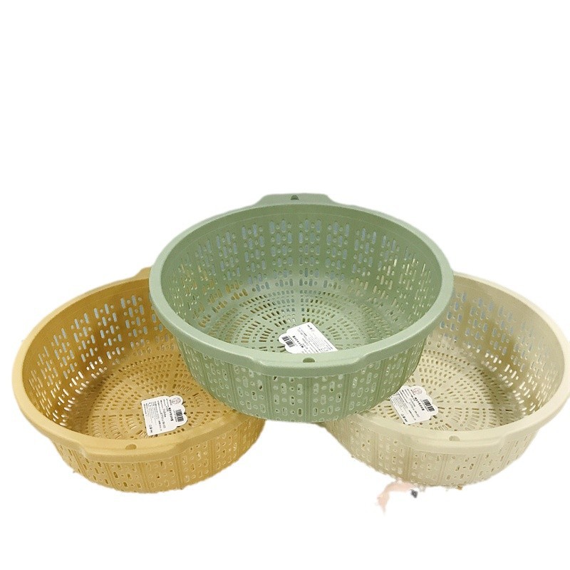 Gran por mayor cesto de drenaje de plástico redondo grande hueco Linyi tienda de 2 yuanes cesto de plástico de cocina doméstica