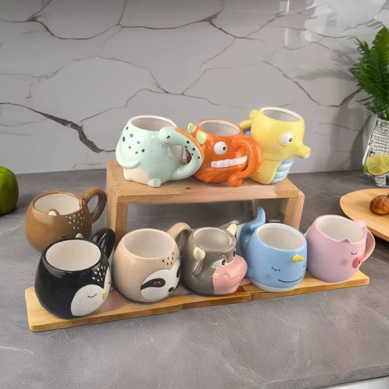 Ceramic piranha ceramic cartoon cup three-dimensional animal mug hand-painted ceramic universal coffee cup high color value