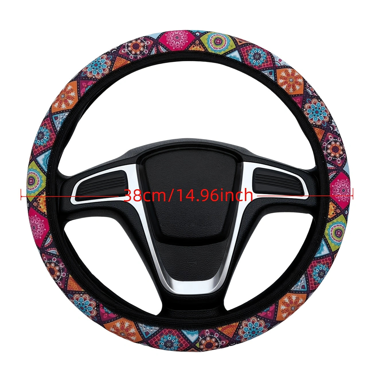 Elastic Printed Steering Wheel Cover Without Inner Ring, Specially Designed for Aliexpress, Amazon, Temu, Cross-Border Foreign Trade, New Model