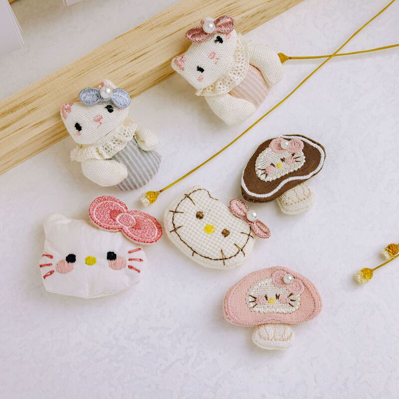 New Cute Kt Cat Mushroom Beaded Fabric Doll Accessories Hairpin Hair Accessory DIY Shoe Hat Bag Clothes