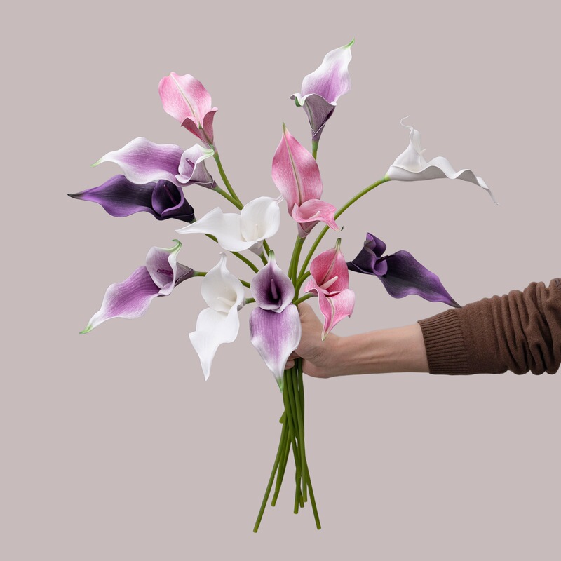 Wedding Rainbow Sketch Artist Eva Calla Lily Wholesale Ins Style Artificial Flowers Home Decoration Cross-Border Fake Flowers Bouquet