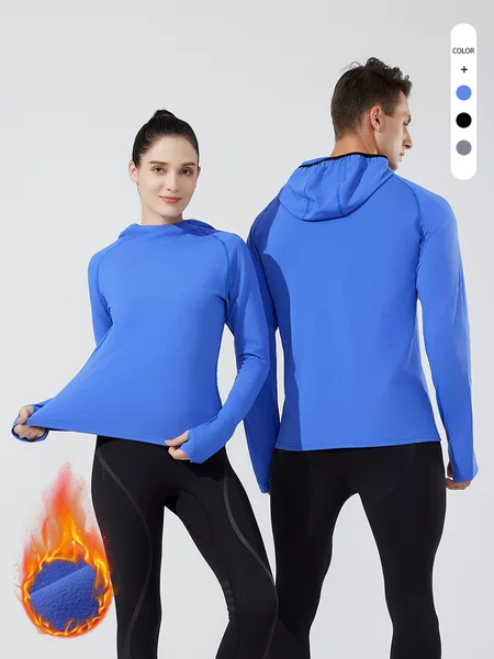Autumn and Winter Unisex Jackets, Outdoor Casual Hooded Sweatshirts, Fleece-Lined Sports Yoga Clothes, Running Training Tops