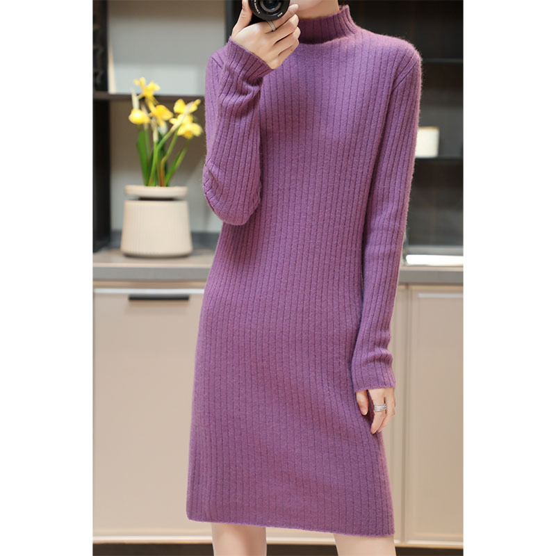 Demi-season cashmere long skirt